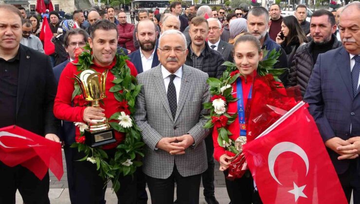 Avrupa şampiyonu Gamze’ye görkemli karşılama