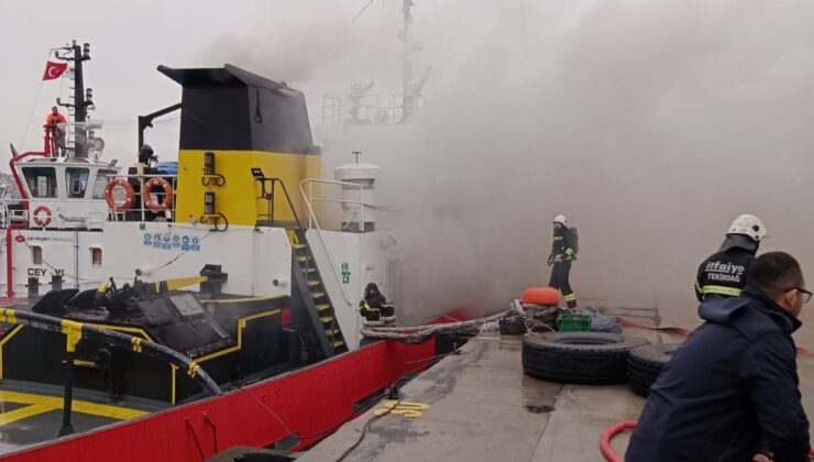 Ceyport Limanı’ndaki römorkörde yangın