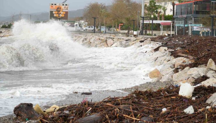 Dev dalgalar sahilleri dövüyor