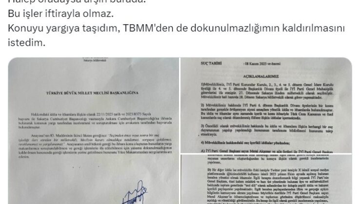 İYİ Partili Dikbayır, kendisi hakkında suç duyurusunda bulundu, dokunulmazlığının kaldırılması için TBMM’ye başvurdu