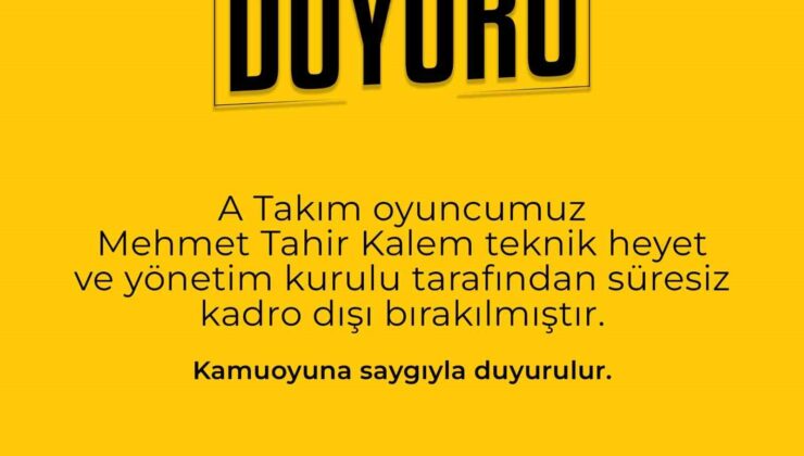 Kayserigücü FK’da Mehmet Tahir Kalem kadro dışı bırakıldı