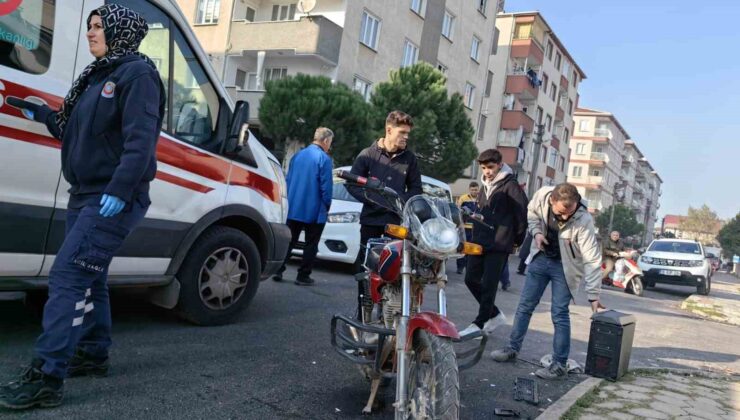 Kaza geçiren motosikletli acısını unutup bilgisayarını sordu