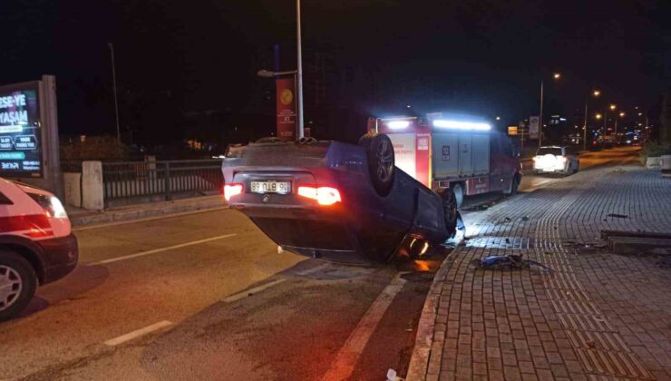 Kontrolden çıkan araç takla attı: 1 yaralı