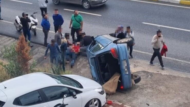 Milas’ta kontrolden çıkan otomobil takla attı: 2 yaralı