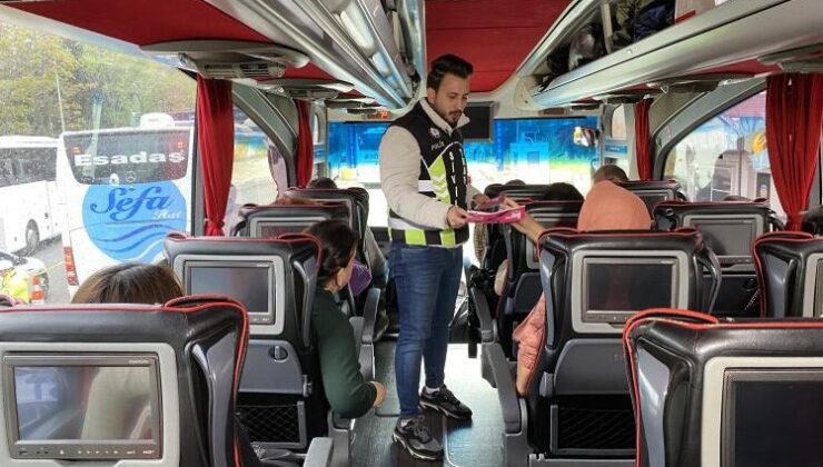 Şehirlerarası yolcu otobüslerine ‘kış lastiği’ denetimi gerçekleştirildi