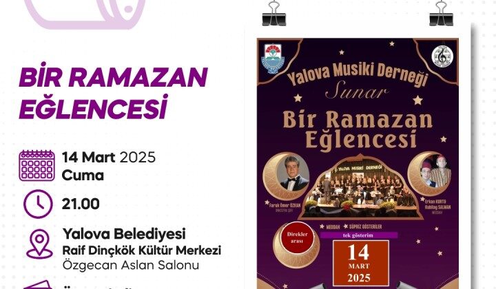 Yalova Belediyesi, ‘Bir Ramazan Eğlencesi’ Düzenliyor